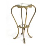 French style brass plant stand with glass inserts, 76cm high x 38cm square : For Further Condition