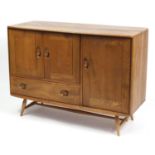 Ercol Windsor light elm sideboard with three doors and drawer, 81cm H x 114cm W x 49cm D : For