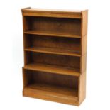 Light oak Globe Wernicke style four tier open bookcase, 130cm H x 89cm W x 30cm D : For Further