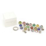 Pandora silver ring and selection of charms including some Pandora : For Further Condition Reports