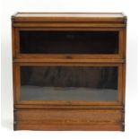 Oak Globe Wernicke two section bookcase with drawer to the base, 89cm H x 87cm W x 30.5cm D : For