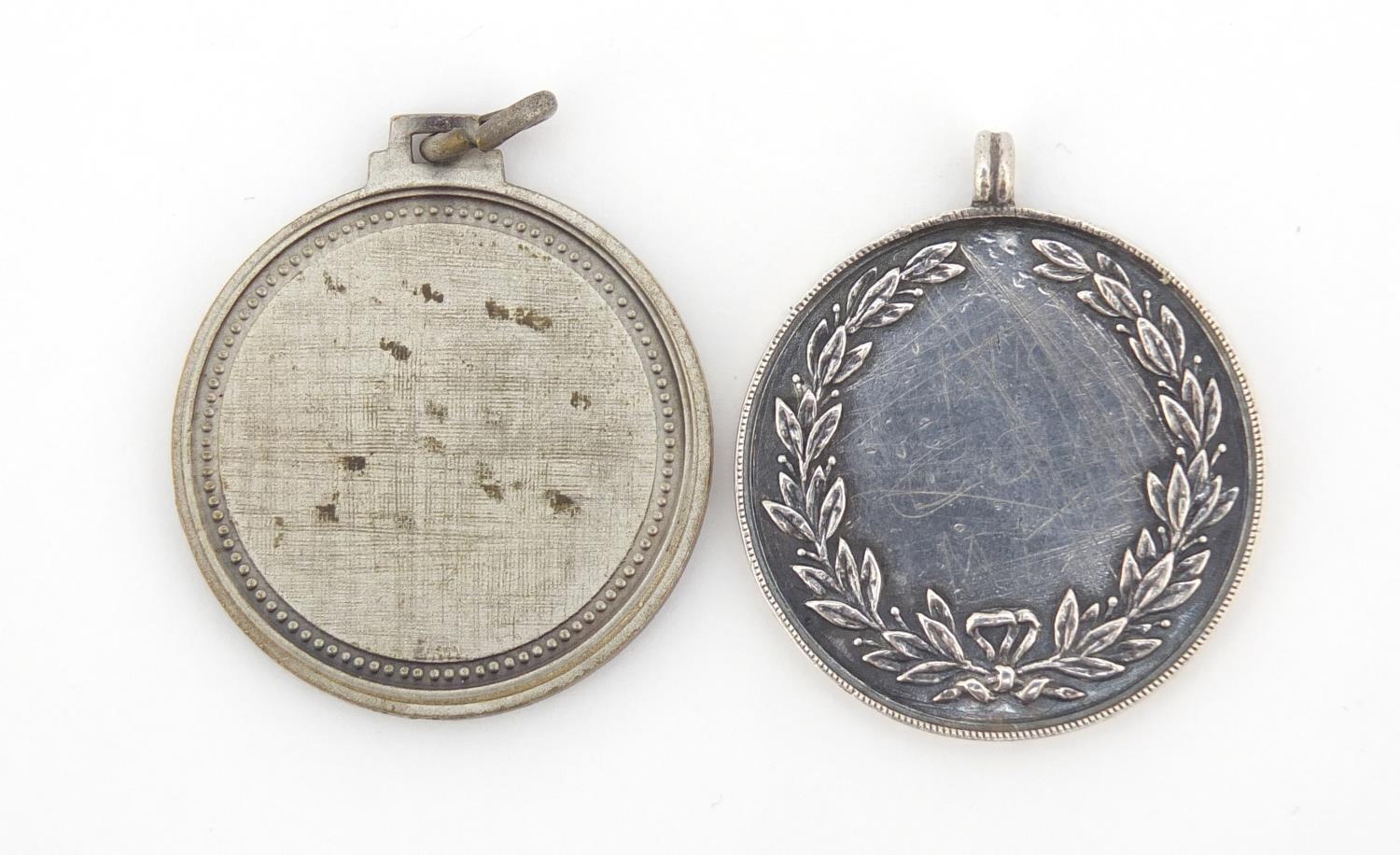 George V silver football medal and one other, the silver example inscribed Expeditionary Force and - Image 2 of 3