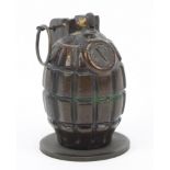 Military interest grenade table lighter, 9.5cm high : For Further Condition Reports Please Visit Our
