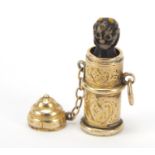 9ct gold jack in the box design charm with sprung loaded figure, 2.2cm high, 2.5g : For Further