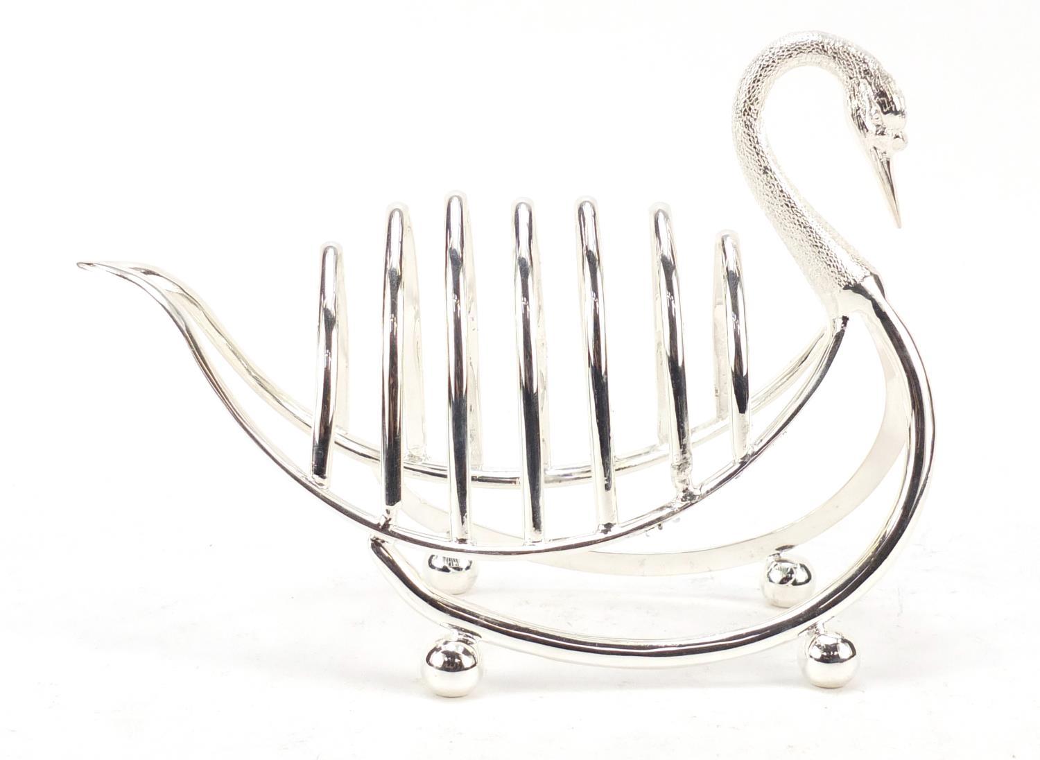 Novelty silver plated toast rack in the form of a swan, 21cm in length : For Further Condition - Image 3 of 6