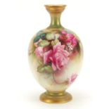 William E Jarmin for Royal Worcester porcelain vase hand painted with flowers, 27cm high : For