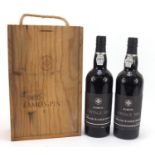 Two bottles of 1982 vintage port, shipped by Adriano Ramos-Pinto with pine crate : For Further