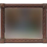 Carved oak wall mirror, 65cm x 55cm : For Further Condition Reports Please Visit Our Website,