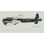 Frank Wootton - Guy Gibson 617 Squadron Lancaster, print, pencil numbered 182/500, 37cm x 19cm : For