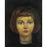 Manner of William George Gillies - Portrait of a female, oil on board, framed, 49cm x 39cm excluding