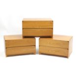 Three Contemporary elm two drawer chests, each 39cm H x 67.5cm W x 47cm D : For Further Condition