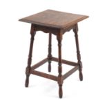 Waring & Gillow oak occasional table, possibly a salesman's sample, plaque to the underside,