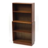 Walnut four shelf open bookcase, 104cm H x 51cm W x 20cm D : For Further Condition Reports Please