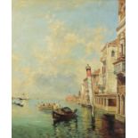 Venice with gondolas, Italian school oil on board, framed, 60cm x 49cm excluding the frame : For