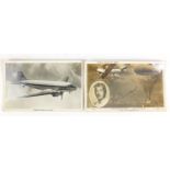 Two aviation postcards including Captain E W Stewart, titled The Jump and After : For Further