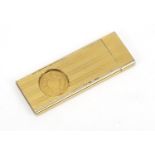 Gold plated cigar cutter, housed in a tooled leather case : For Further Condition Reports Please