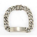 Heavy silver identity bracelet, 23cm in length, 76.5g : For Further Condition Reports Please Visit