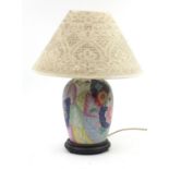 Chinese porcelain table lamp with shade hand painted with flowers, overall 65cm high : For Further