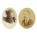 Pair of 19th century portrait photographs housed in ornate gilt frames, overall each 26cm x 18cm :