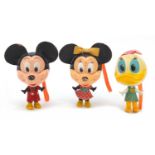 Three vintage talk up Disney figures comprising Minnie, Mickey and Donald Duck by Burbank Toys : For