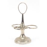 French silver cruet three bottle stand, 17.5cm high, 159.2g : For Further Condition Reports Please
