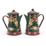 Two hand painted Barge ware water pots, 20cm high : For Further Condition Reports Please Visit Our