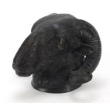 Patinated bronze ram's head wall mount, 18cm high : For Further Condition Reports Please Visit Our