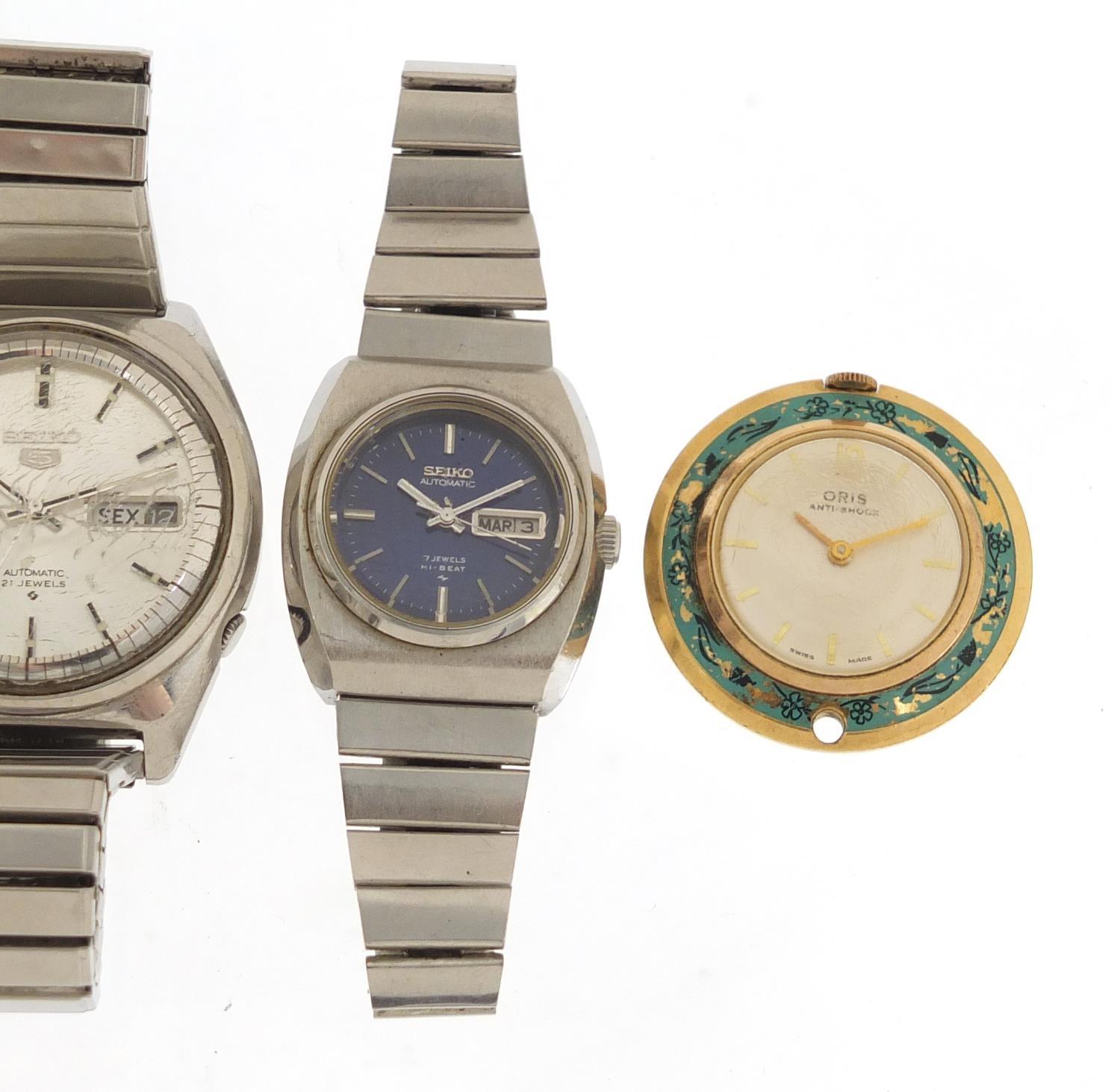Four vintage wristwatches including Seiko 5 Automatic, Federal and Oris : For Further Condition - Image 3 of 9