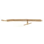 9ct rose gold watch chain bracelet with T bar, 20cm in length, 26.5g : For Further Condition Reports