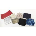 Group of vintage clutch bags including some beaded and some sequined : For Further Condition Reports