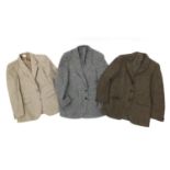 Three gentlemen's Harris tweed Dunn & Co jackets : For Further Condition Reports Please Visit Our