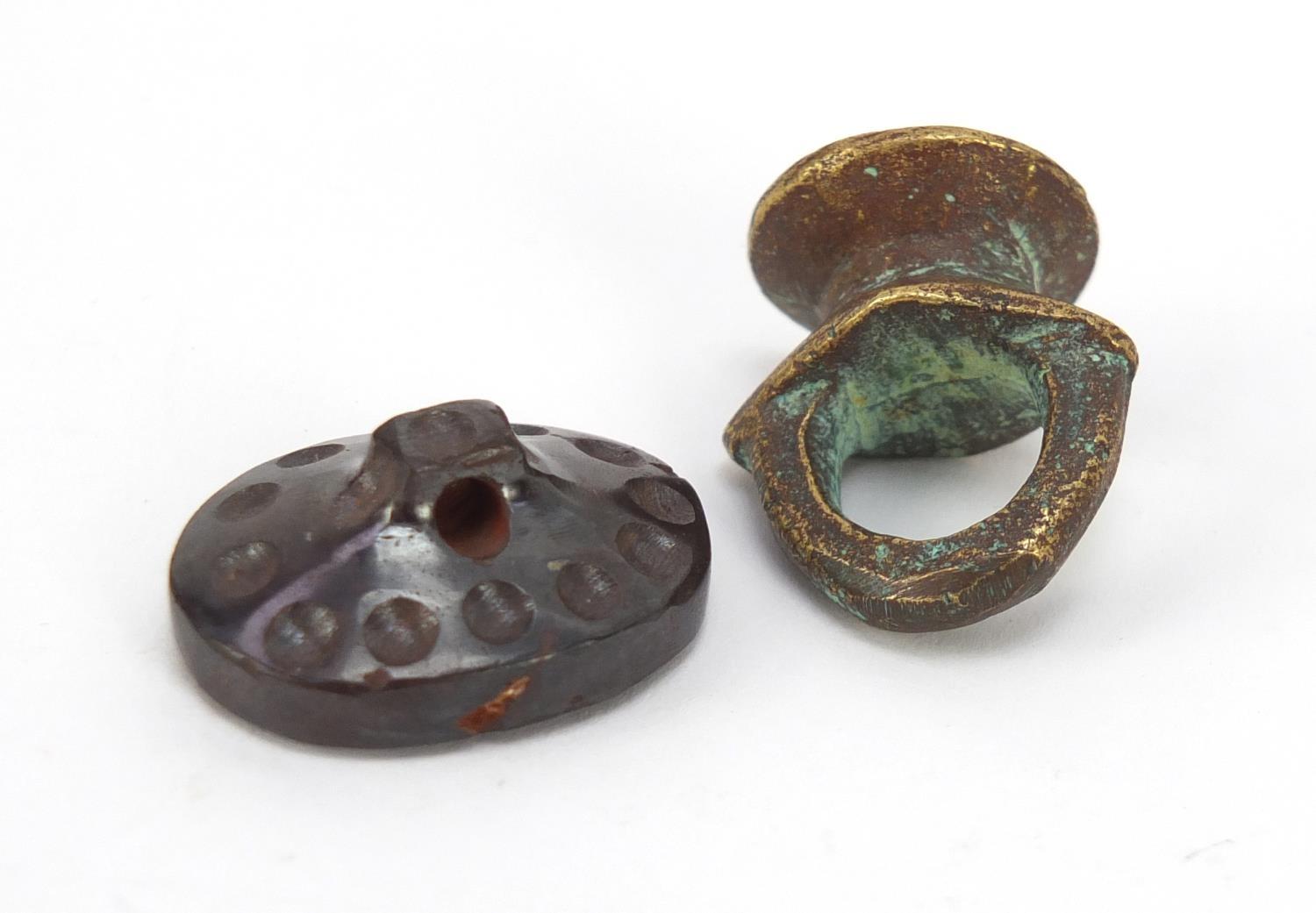 Two intaglio seals including a bronze example, the largest 2.5cm high : For Further Condition - Image 5 of 6