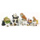 Collectable china including Beswick owls, Royal Doulton Winnie the Pooh and Wade Whimsies, the