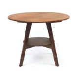 Arts Deco circular oak occasional table with under tier, 46cm high x 60cm in diameter : For