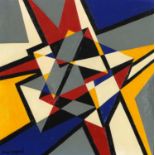 Manner of Max Papart - Abstract composition, geometric shapes, French school oil on masonite,