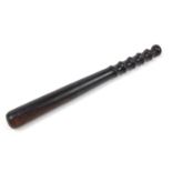Hardwood police truncheon impressed with a cypher and initials CP, 38cm in length : For Further