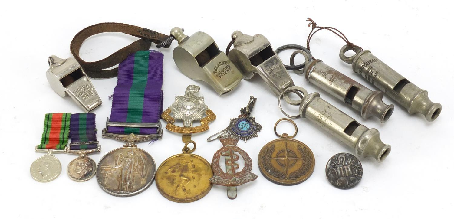 British militaria including a World War II General Service medal with Palestine bar awarded to