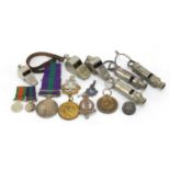 British militaria including a World War II General Service medal with Palestine bar awarded to