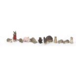 Eleven porcelain, bronze and metal mice, the largest 4cm in length : For Further Condition Reports