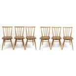 Set of six Ercol light elm 391 dining chairs by Luciano Ercolini, 78cm high : For Further