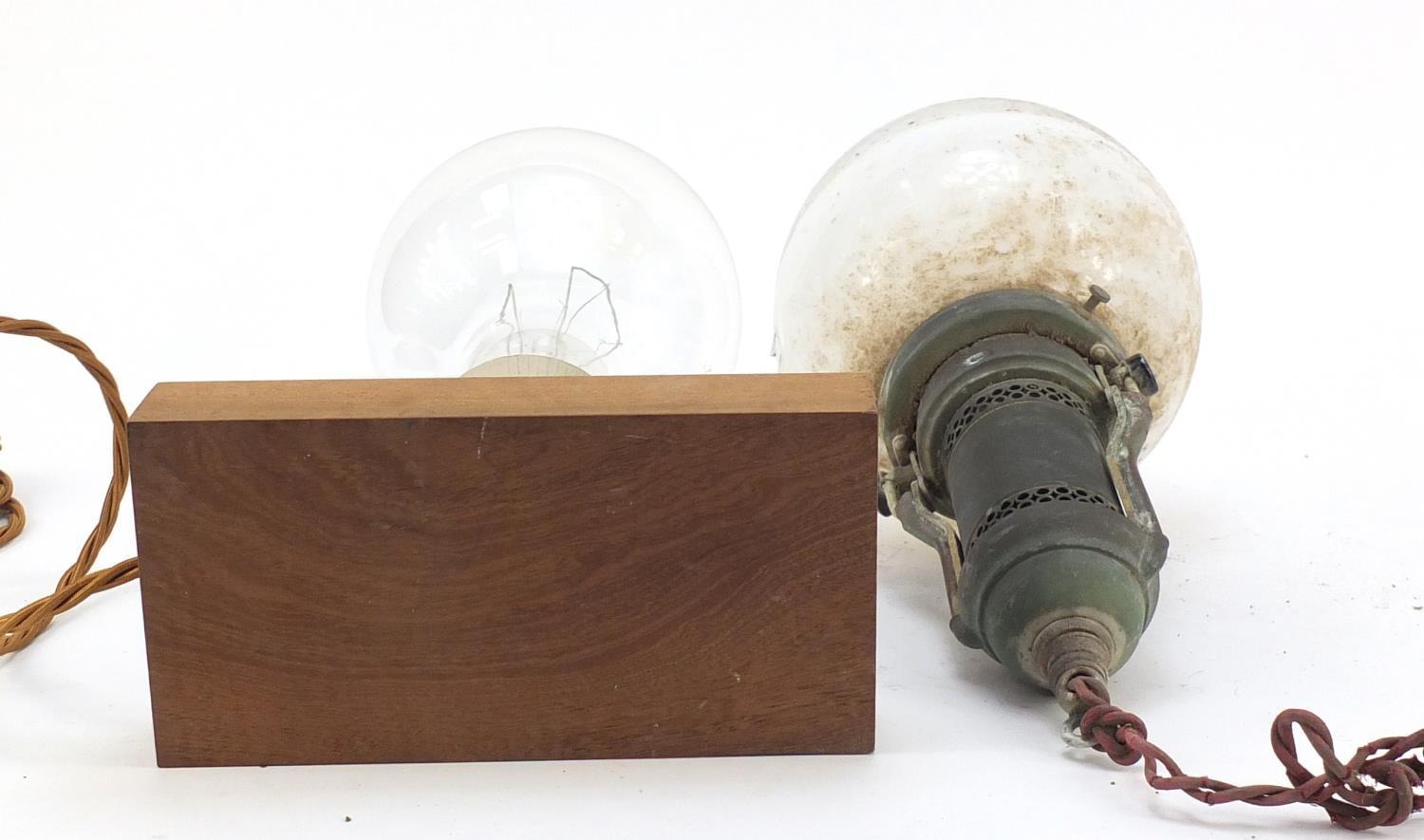 Two large Industrial style bulbs, one on a gimbal support, the other mounted on a wooden block, - Image 6 of 7