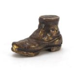 Novelty brass vesta in the form of a boot, 5cm in length : For Further Condition Reports Please