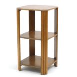 Art Deco oak three tier stand with canted corners, 73cm H x 39cm W x 39cm D : For Further