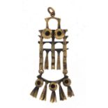 Pentti Sarpanuva, 1970's Finnish bronze pendant, 7cm in length, 15.0g : For Further Condition