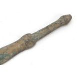 Islamic patinated bronze short sword, 39cm in length : For Further Condition Reports Please Visit
