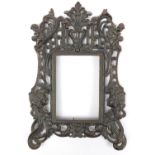Art Nouveau bronze photo frame embossed with maidenheads, 36cm high : For Further Condition