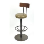 Contemporary swivel bar stool with bentwood back, 113cm high : For Further Condition Reports