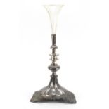 Large Victorian silver plated epergne with glass flute by Walker & Hall, 48cm high : For Further