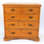 Victorian pine five drawer chest fitted with two short above three long graduated drawers, 95cm H
