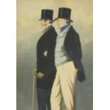 Admiral Rous and Mr Payne, heightened print, mounted, framed and glazed, 20.5cm x 14.5cm excluding